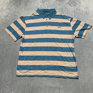 Vintage Jinx Polo Shirt Mens XL White Blue Striped Short Sleeve Performance